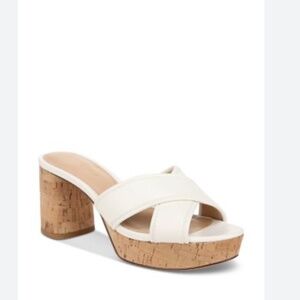 Veronica Beard Dory White Leather Platform Mules Size 8